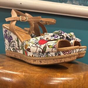 Clarks Multicolor Floral Wedge Sandals